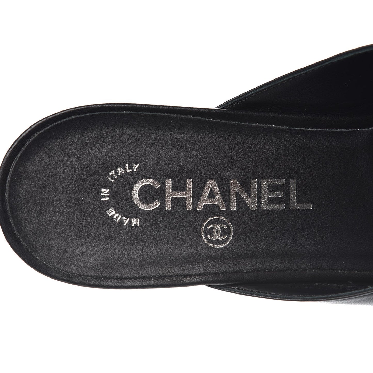 Lambskin Grosgrain Cap Toe CC Mules 40.5 Black