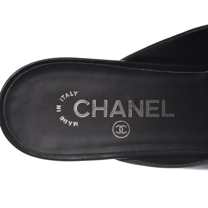 Chanel Lambskin Grosgrain Cap Toe CC Mules 40.5 Black 6 of 11