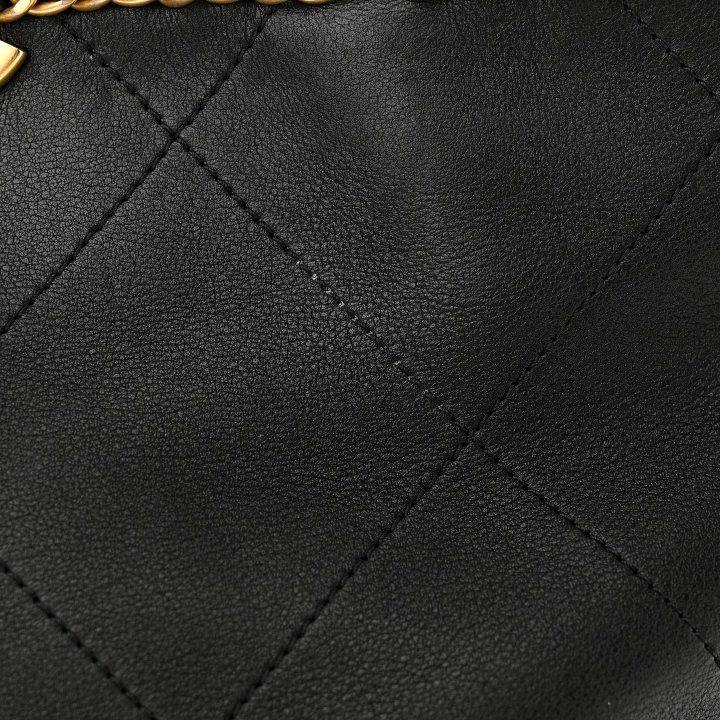 Calfskin Stitched Small Shopping Tote Black
