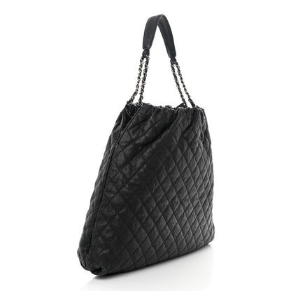Chanel Distressed Glazed Caviar Quilted Large Elastic Tote Black 3 of 10