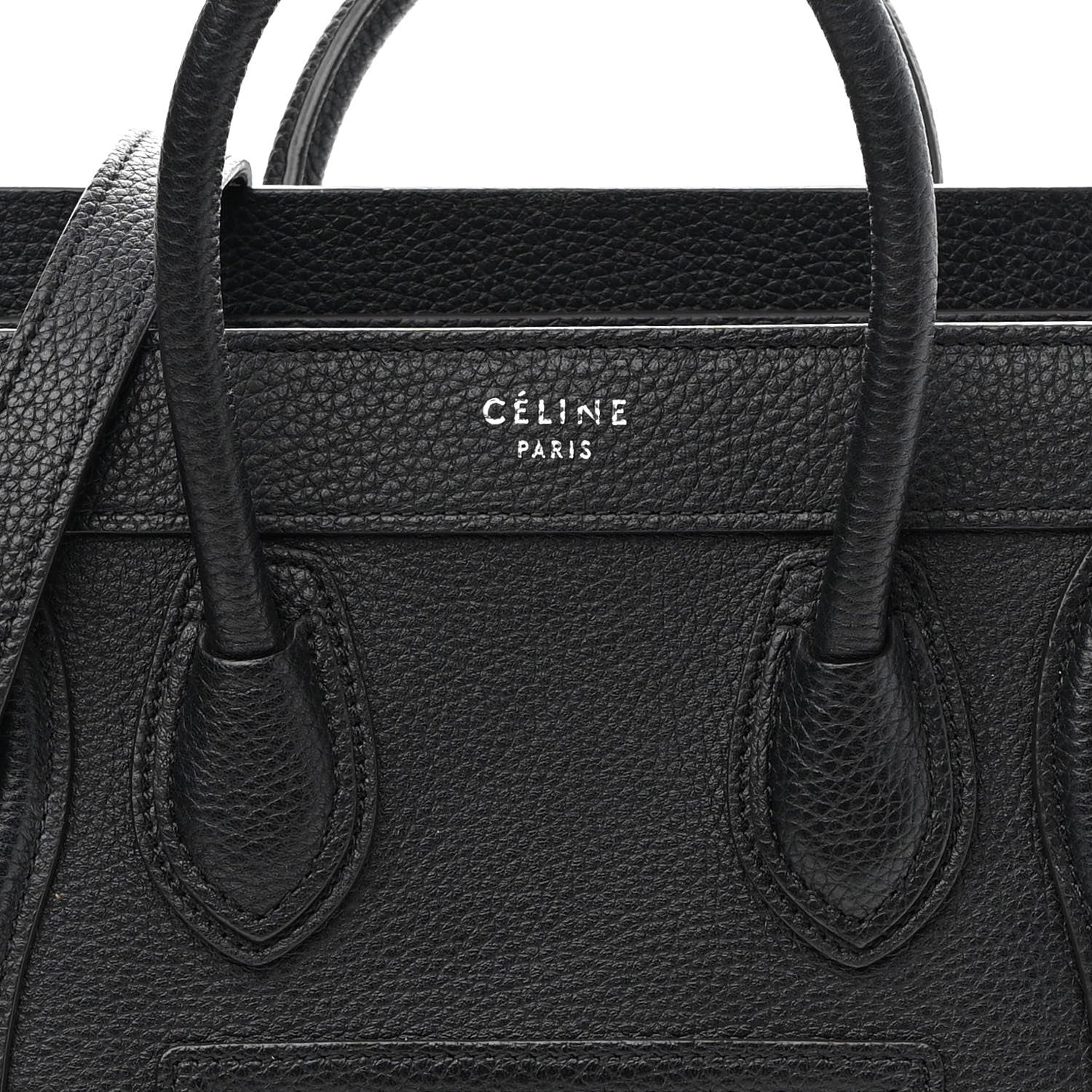 Celine Drummed Calfskin Nano Luggage Black 7 of 9
