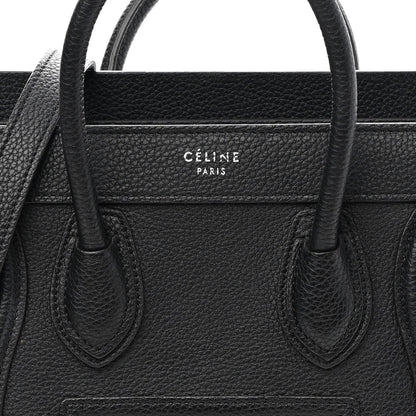 Celine Drummed Calfskin Nano Luggage Black 7 of 9