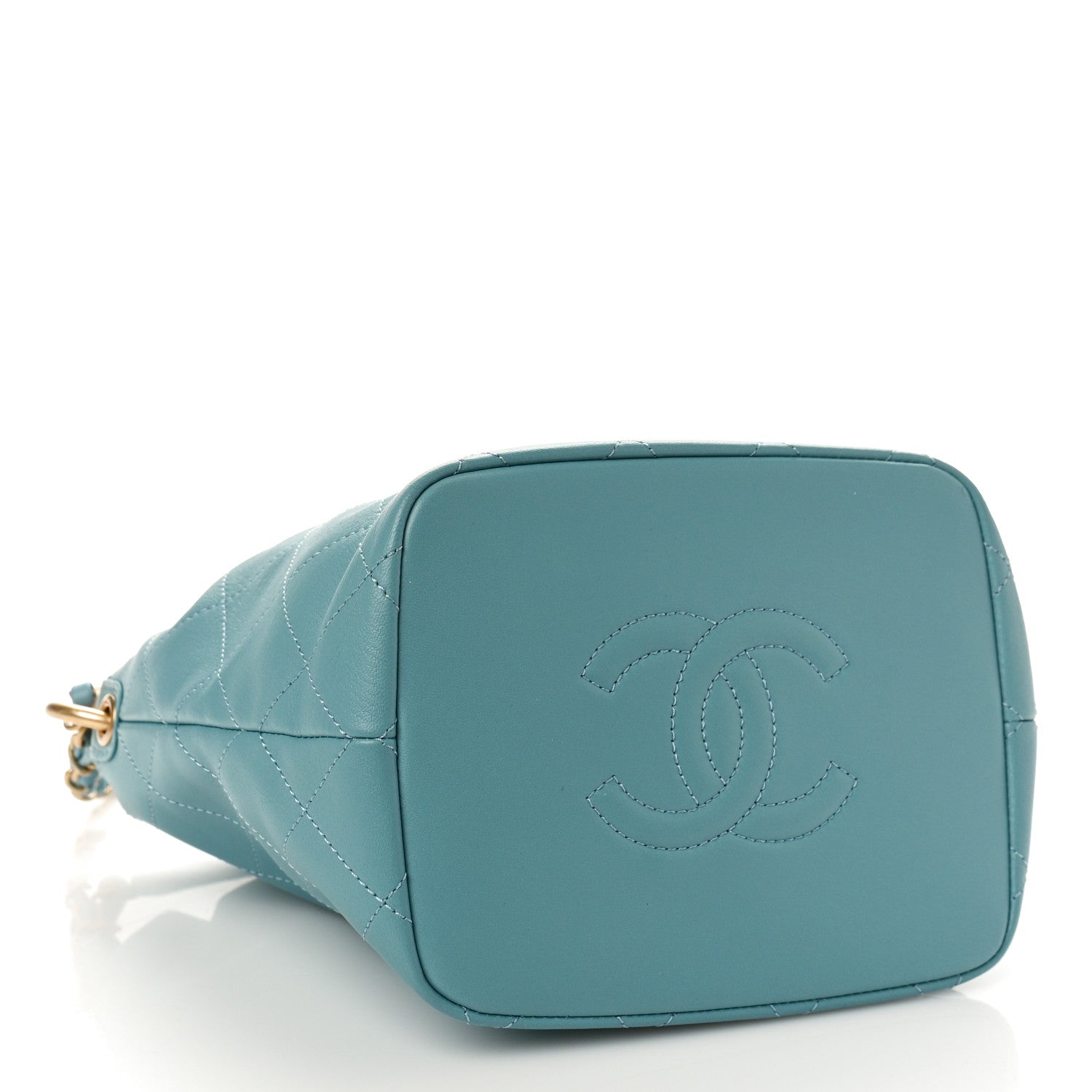 Chanel Lambskin Quilted Antique Signs Drawstring Bag Blue 4 of 9