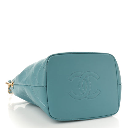 Chanel Lambskin Quilted Antique Signs Drawstring Bag Blue 4 of 9