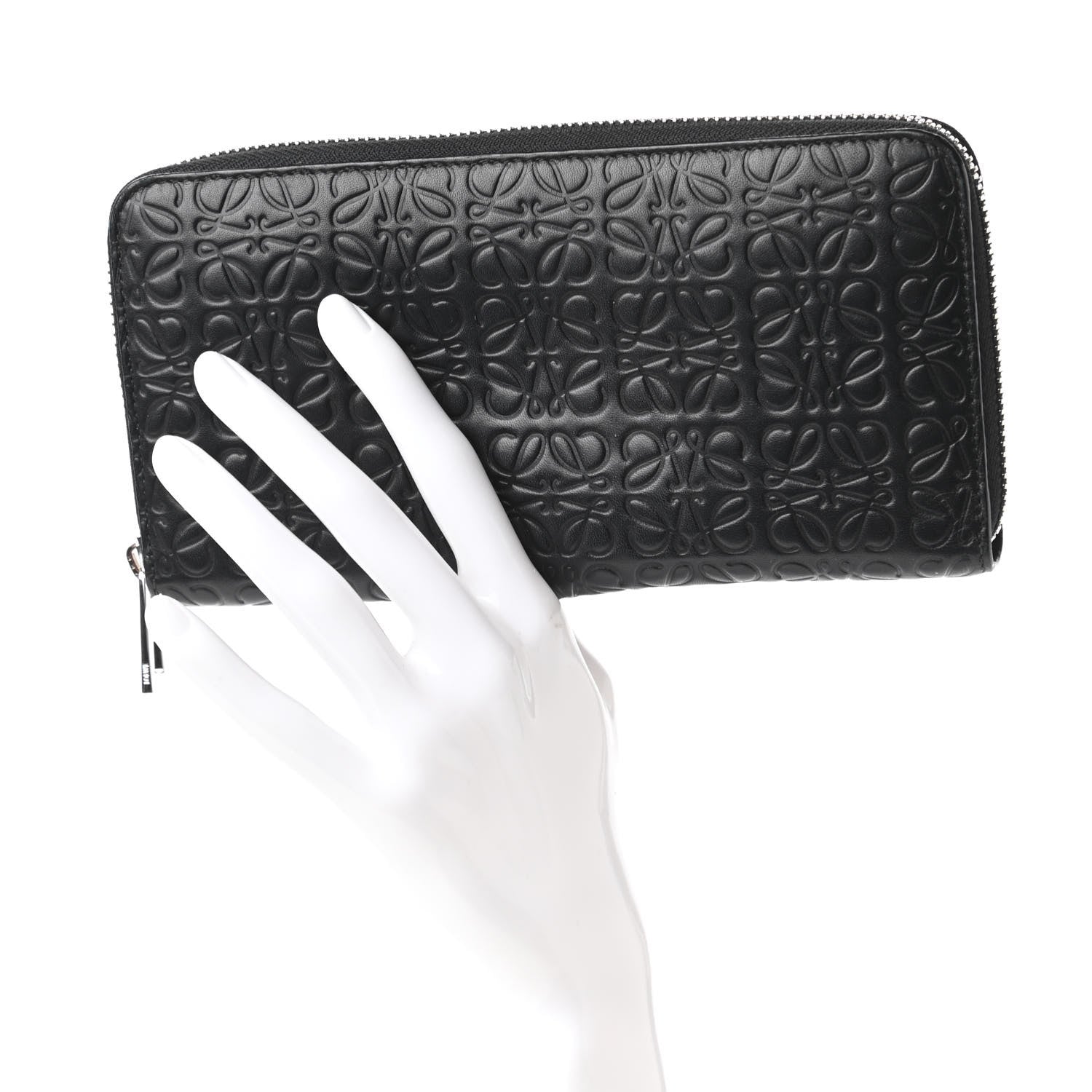 Loewe Calfskin Embossed Repeat Zip Wallet Black 2 of 9