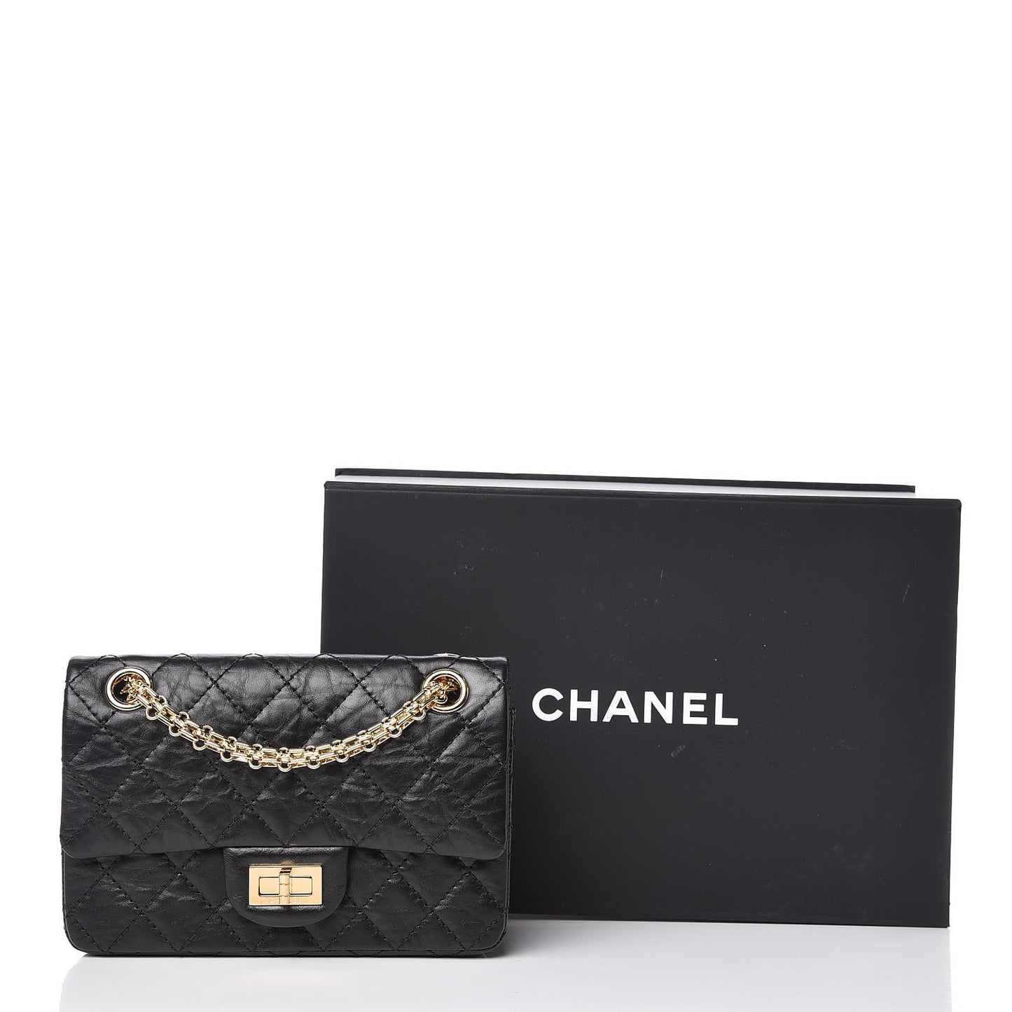 Aged Calfskin Quilted 2.55 Reissue Mini Flap Black