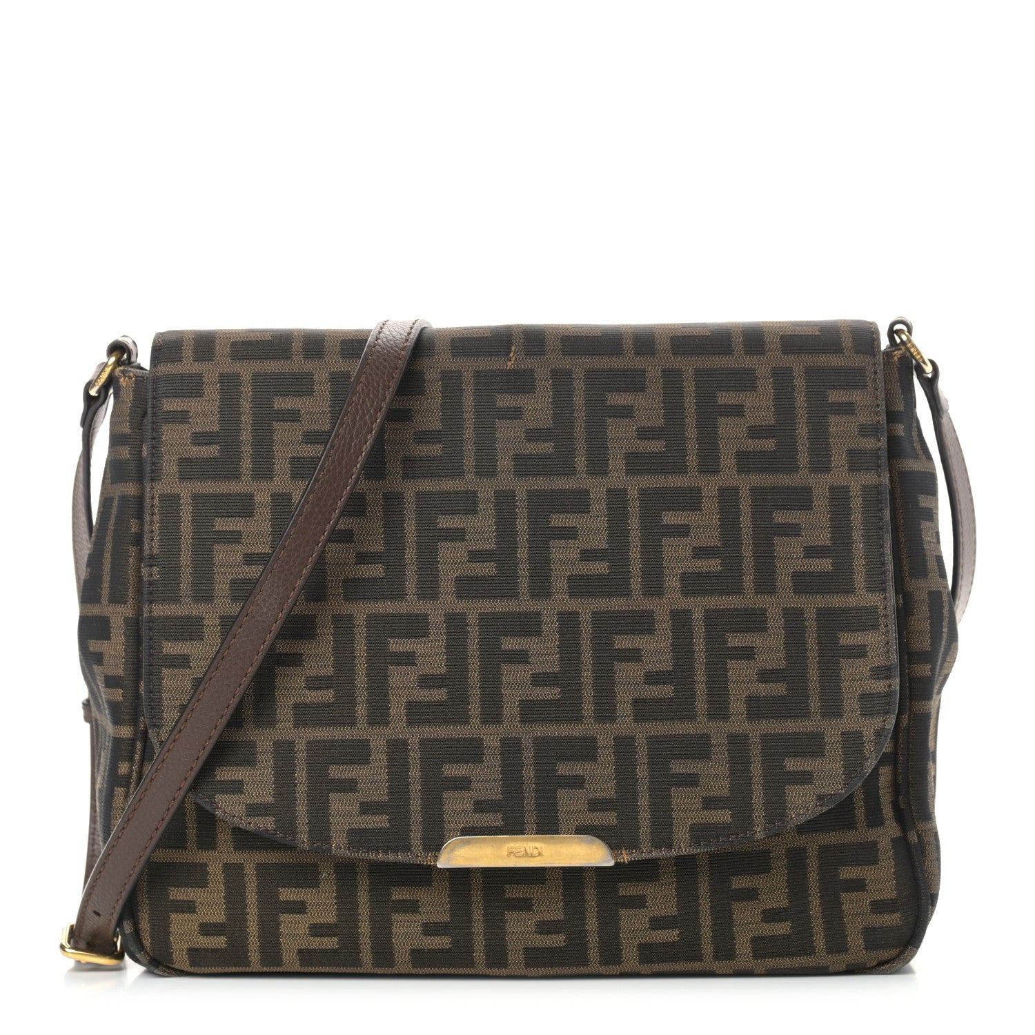Fendi Zucca Vitello Artic Messenger Bag Tobacco Castagna 1 of 15