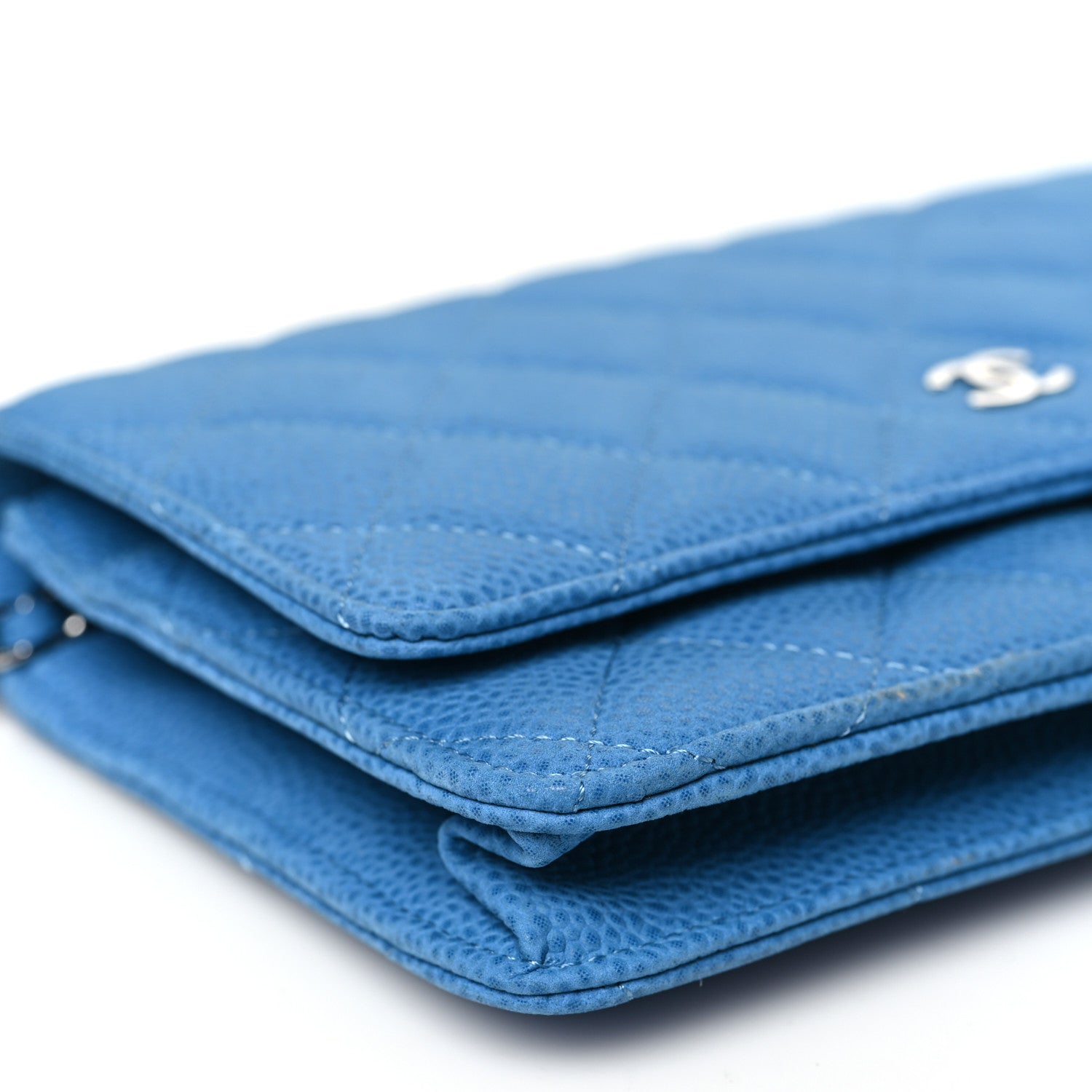 Chanel Iridescent Caviar Quilted Wallet on Chain WOC Blue 10 of 13