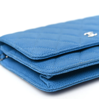 Chanel Iridescent Caviar Quilted Wallet on Chain WOC Blue 10 of 13