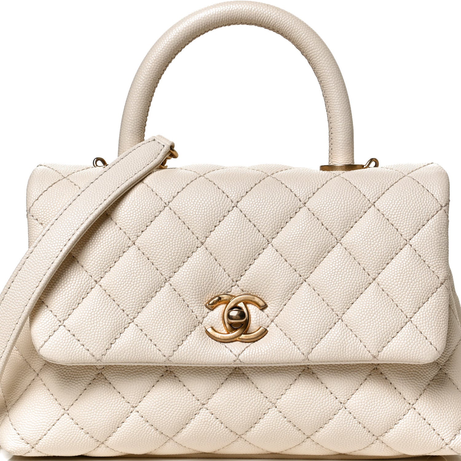 Chanel Caviar Quilted Mini Coco Handle Flap Light Beige 7 of 9