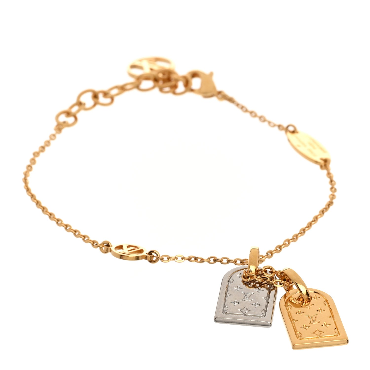 Louis Vuitton Brass Nanogram Bracelet Silver Gold 1 of 6