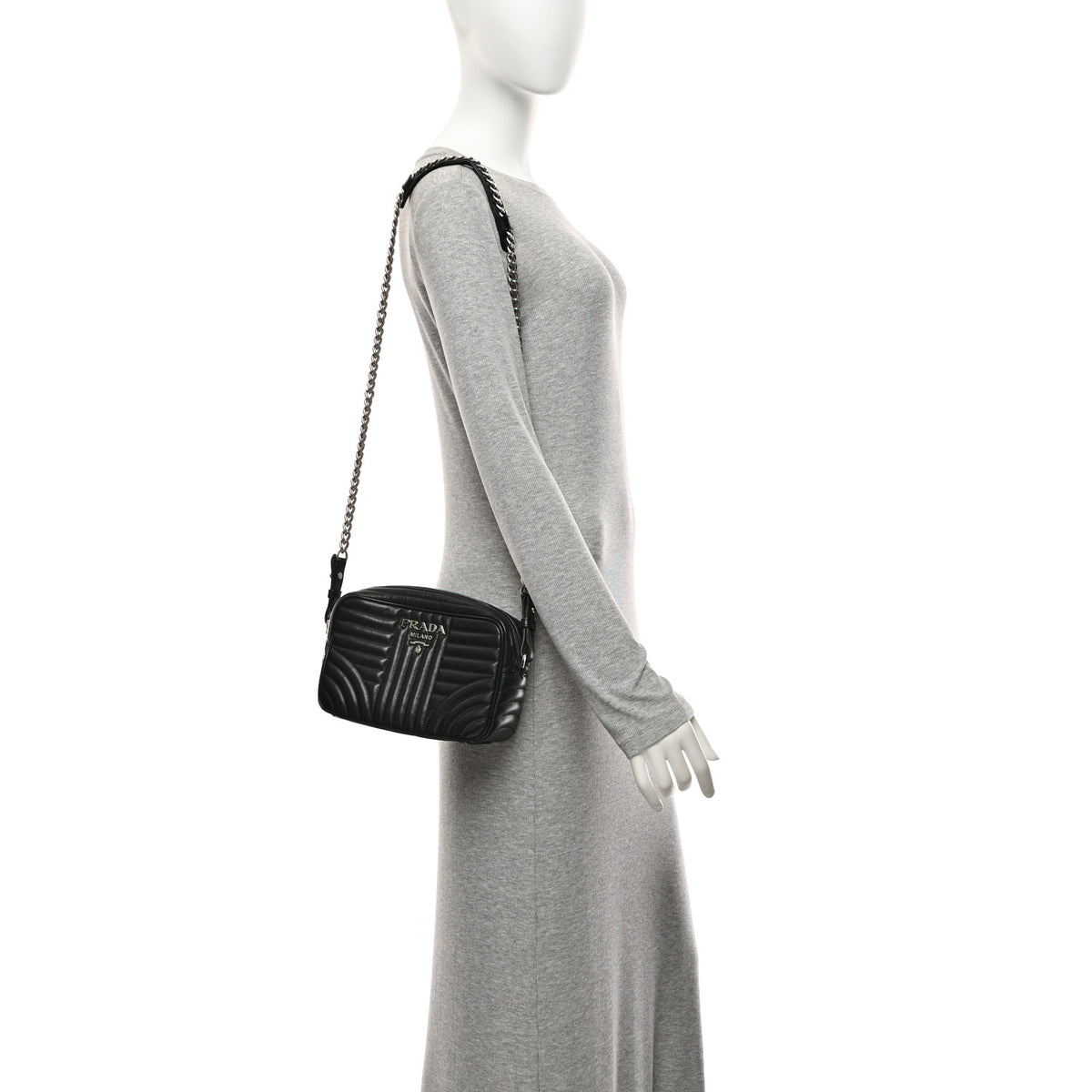 Prada Soft Calfskin Diagramme Camera Bag Black 2 of 10