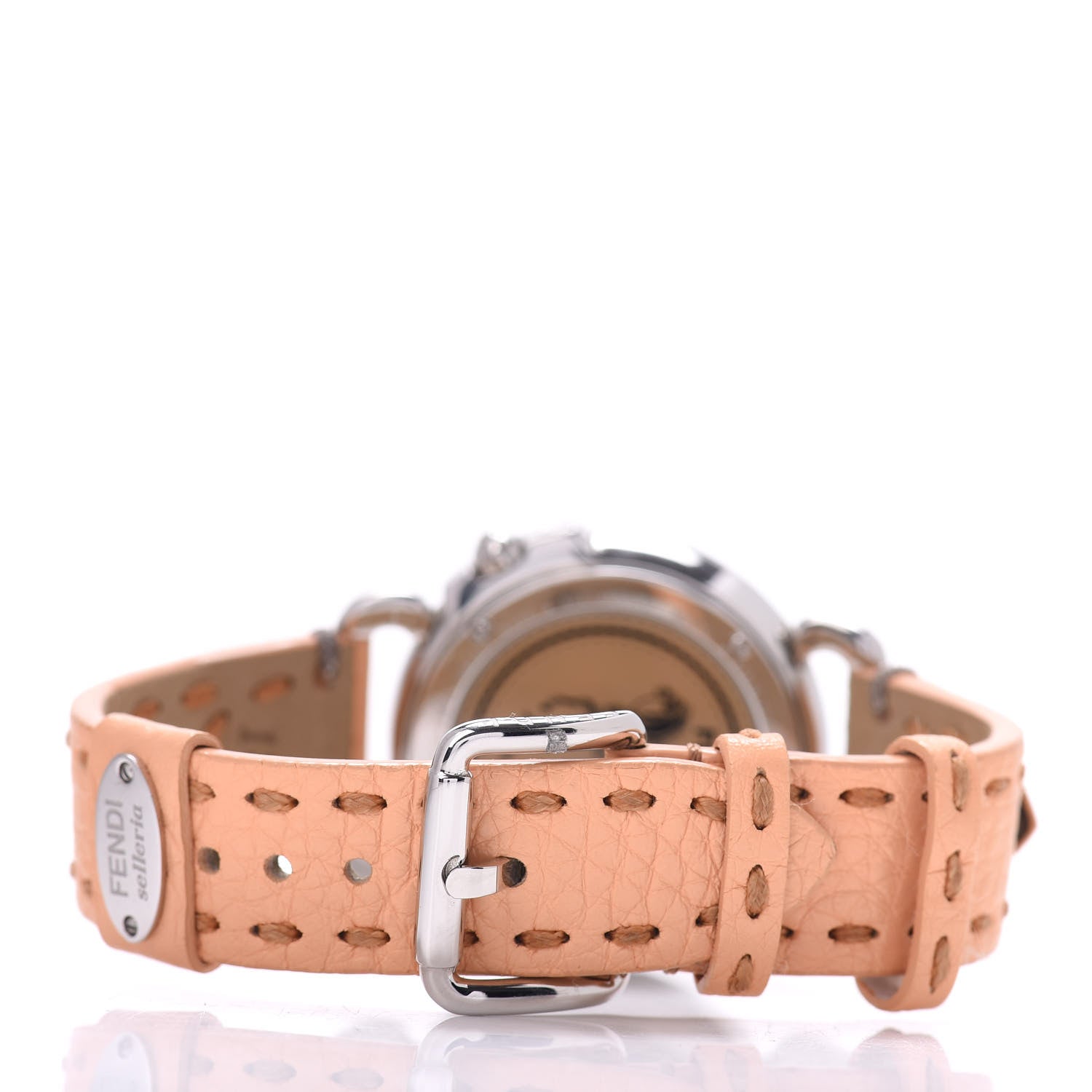Fendi Stainless Steel Calfskin Mother of Pearl 37mm Selleria Quartz Watch Peach 3 of 5