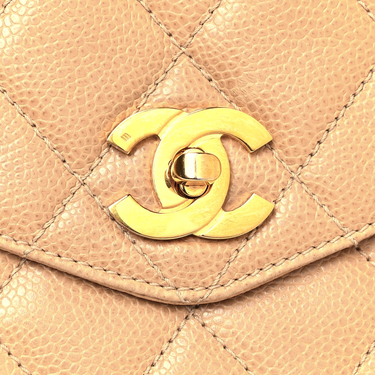 Caviar Quilted Flap Shoulder Bag Beige