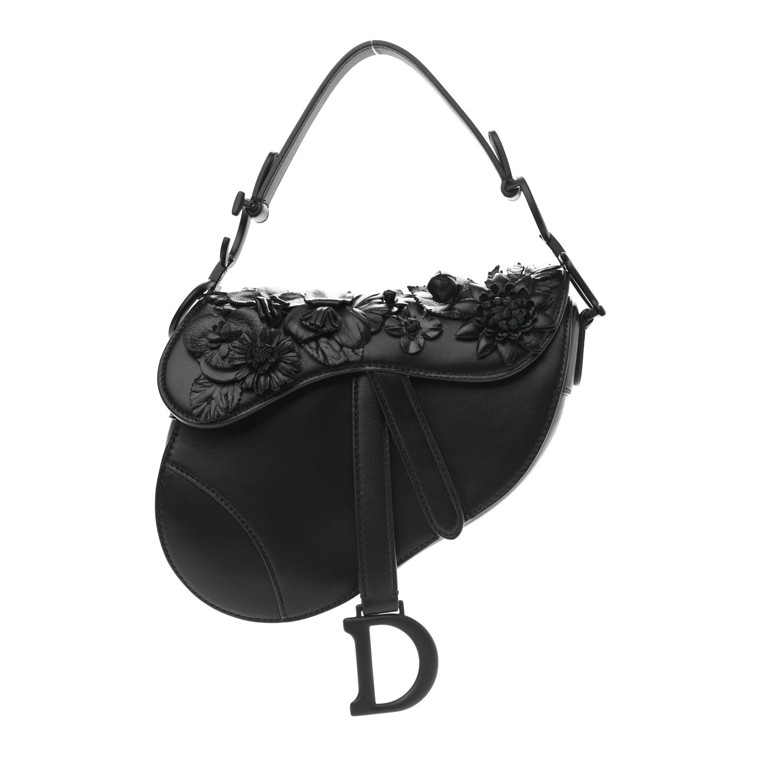 Christian Dior Lambskin Mini 3D Floral Saddle Bag Black 1 of 10