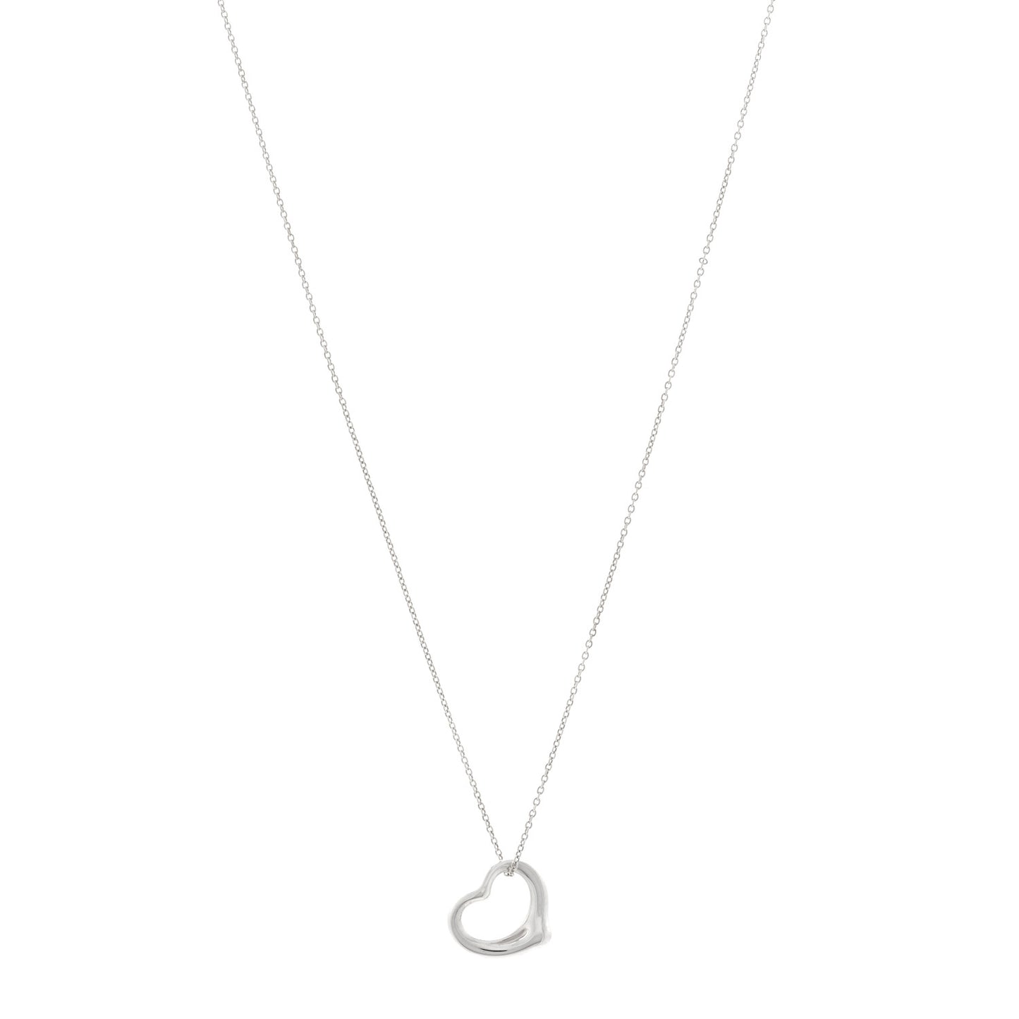 Sterling Silver 16mm Elsa Peretti Open Heart Pendant Necklace