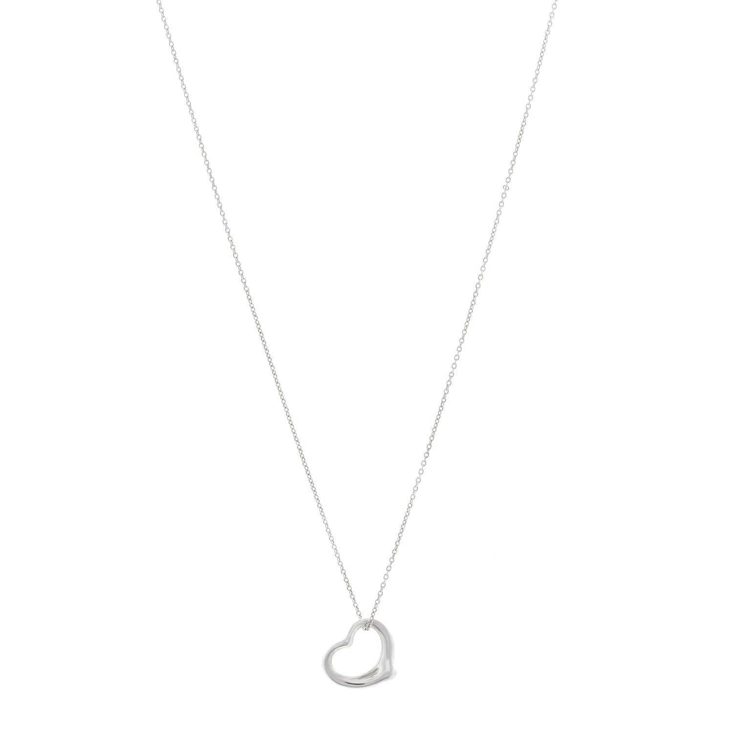 Tiffany Sterling Silver 16mm Elsa Peretti Open Heart Pendant Necklace 1 of 5