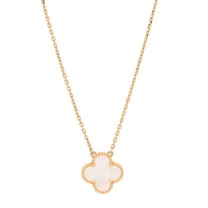 Van Cleef & Arpels 18K Yellow Gold Mother of Pearl Vintage Alhambra Pendant Necklace 1 of 7