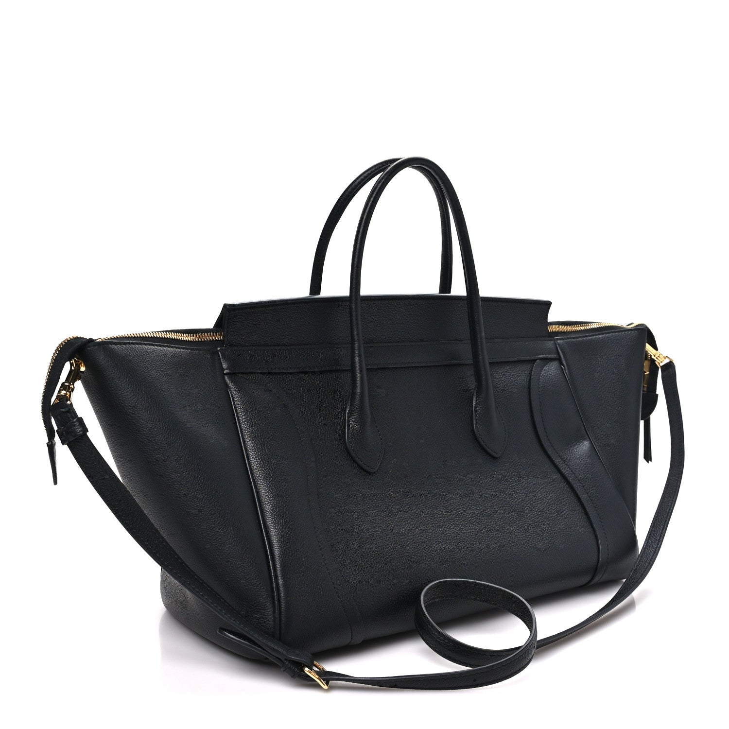 Celine Supple Shiny Lambskin Medium Smiling New Luggage Black