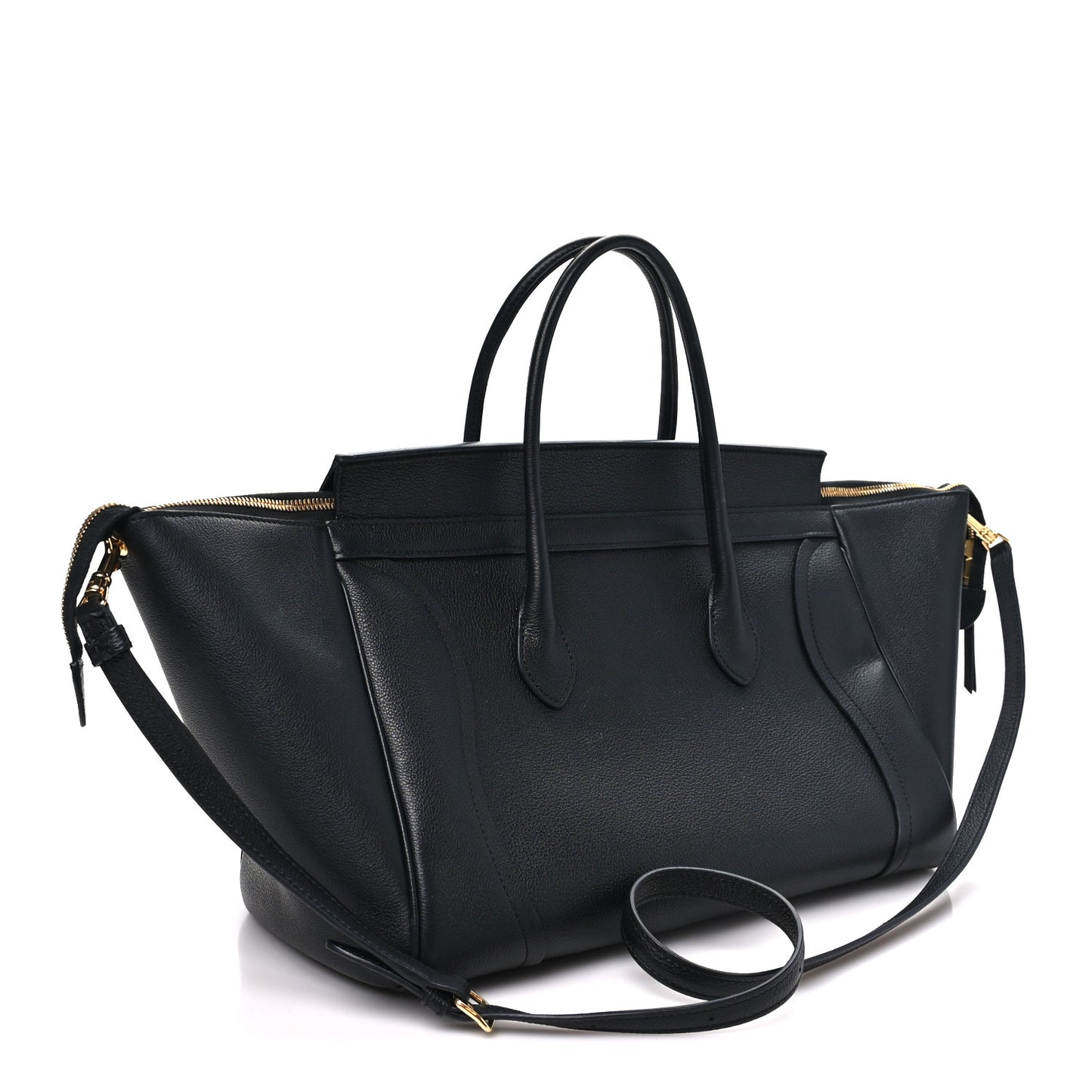 Supple Shiny Lambskin Medium Smiling New Luggage Black