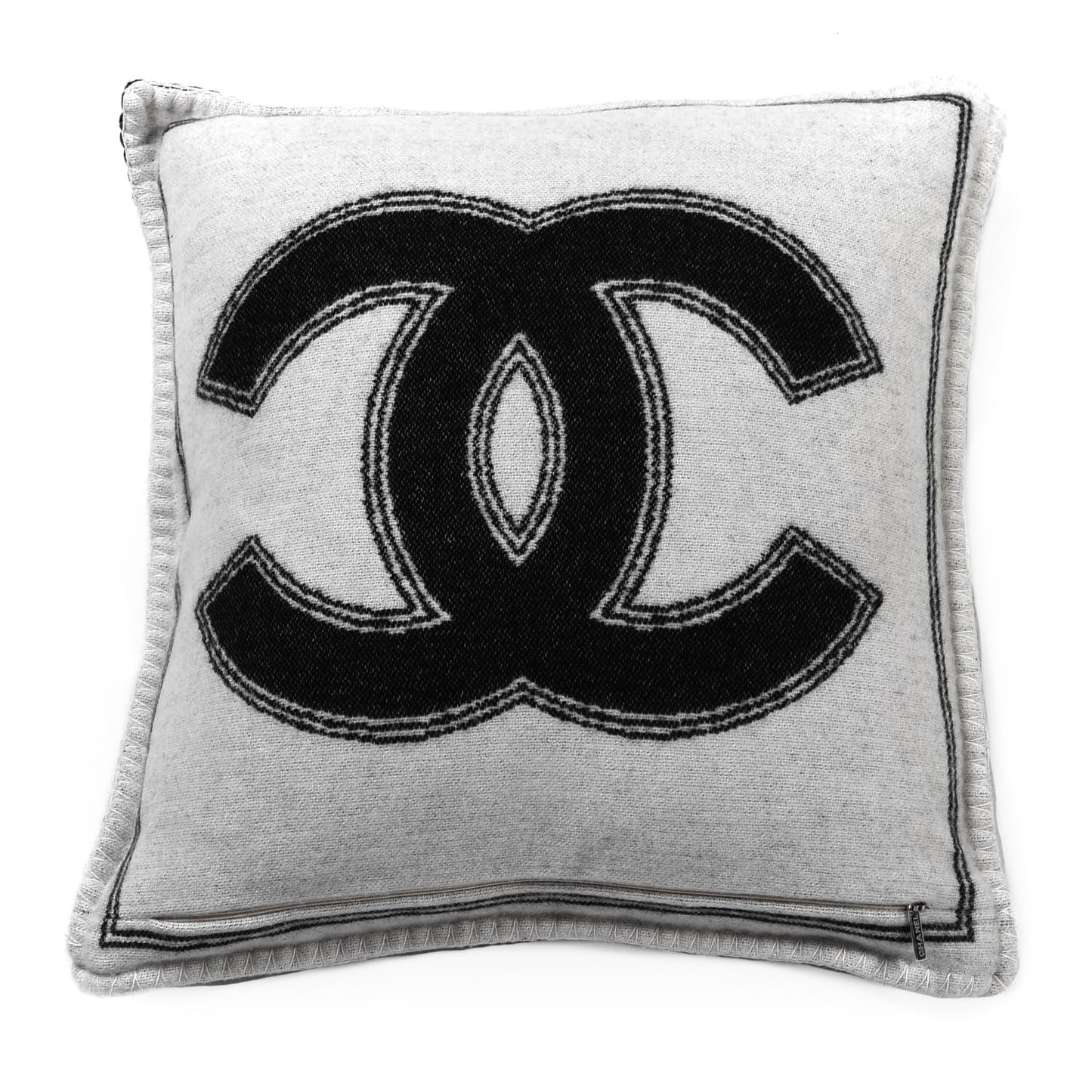 Merino Wool Cashmere CC Pillow Beige Black