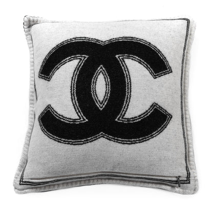 Chanel Merino Wool Cashmere CC Pillow Beige Black 3 of 3