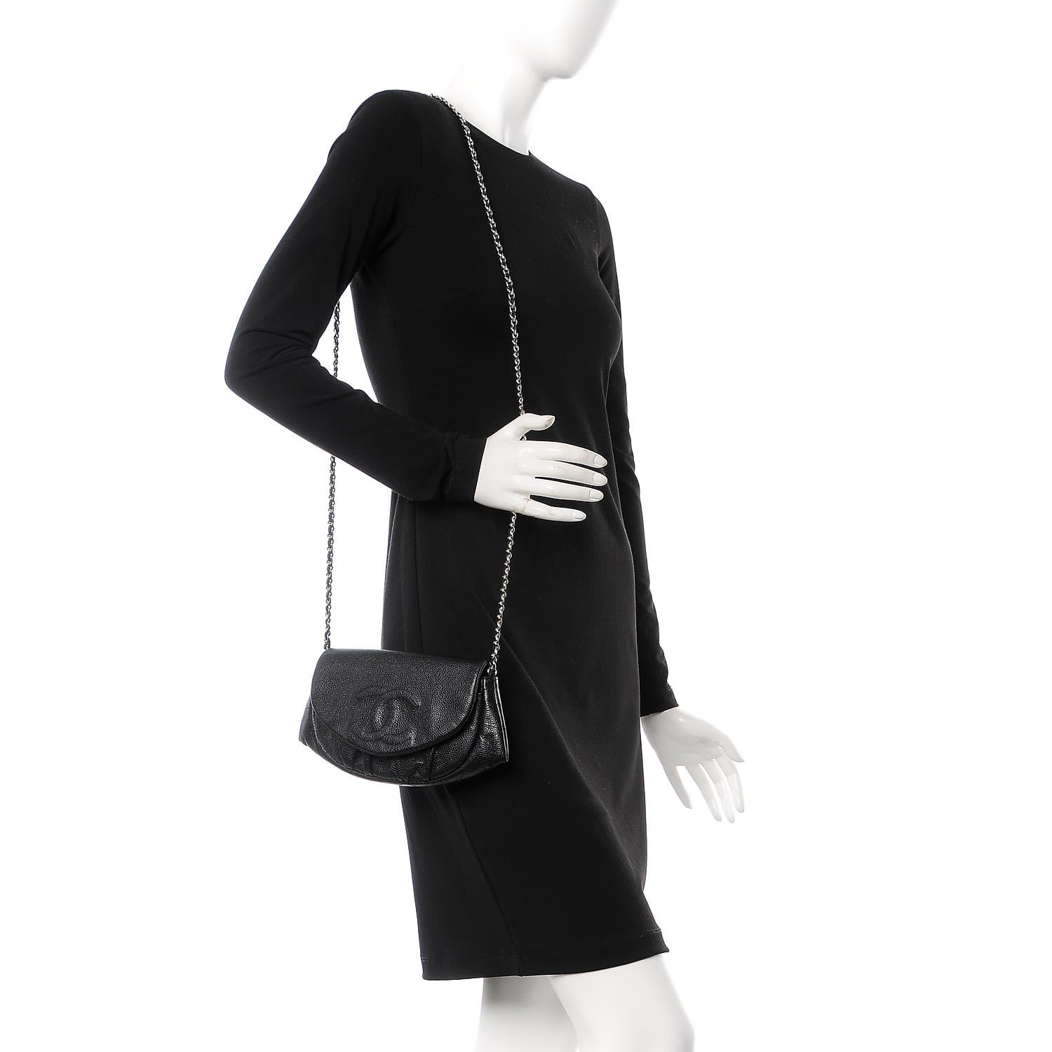 Chanel Caviar Half Moon Wallet On Chain WOC Black 2 of 9