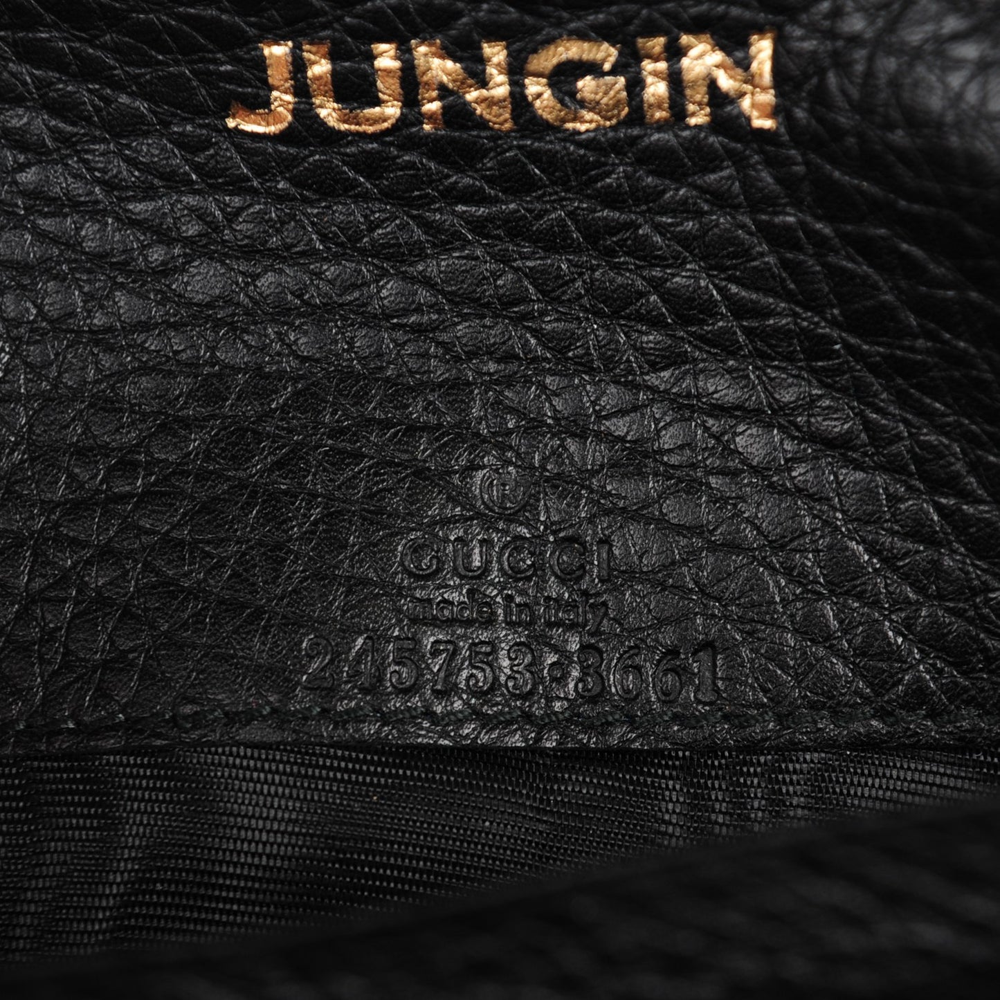 Calfskin Web Horsebit Chain Clutch Wallet Black