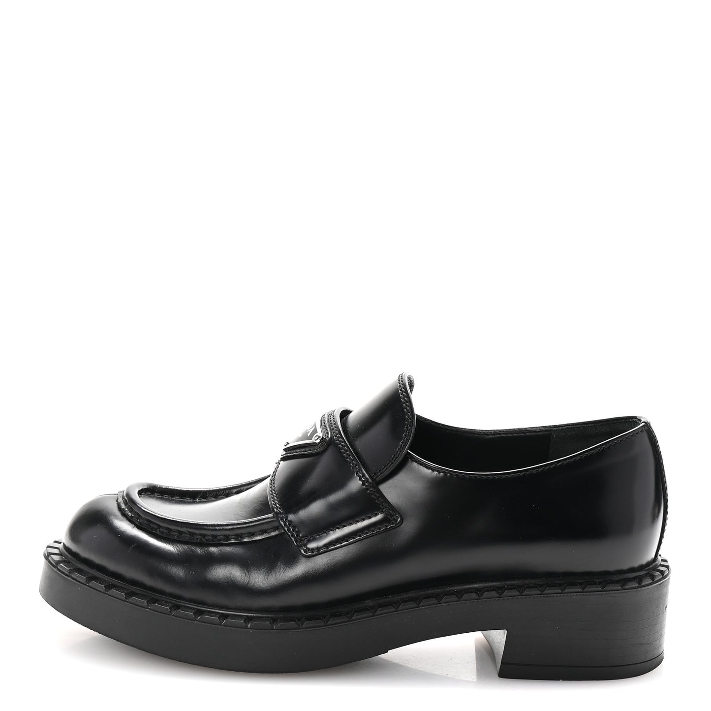 Spazzolato Metal Triangle Logo 50mm Loafers 36 Black