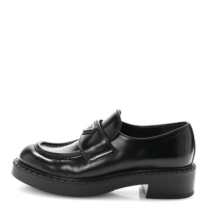 Prada Spazzolato Metal Triangle Logo 50mm Loafers 36 Black 2 of 20
