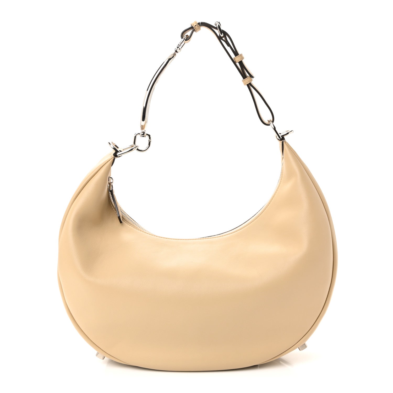 Fendi Vitello Grace Matte Metal Handle Medium Fendigraphy Hobo Bag Beige Amido 1 of 10
