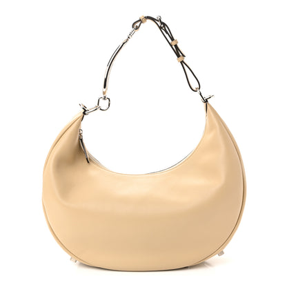 Fendi Vitello Grace Matte Metal Handle Medium Fendigraphy Hobo Bag Beige Amido 1 of 10