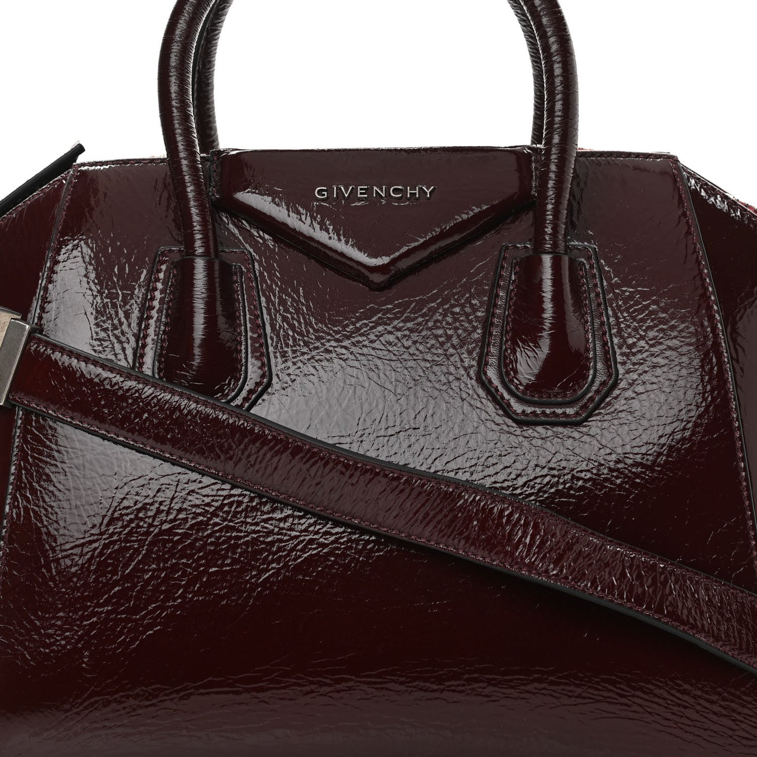 Givenchy Crinkled Patent Calfskin Small Antigona Aubergine 8 of 11