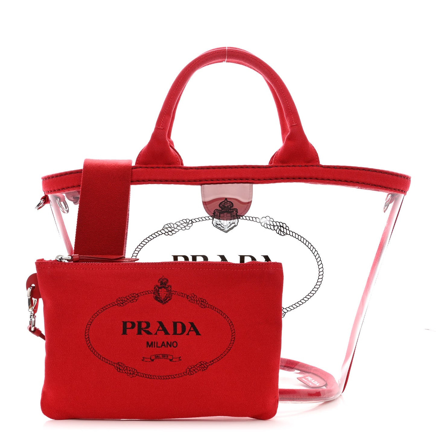 Plexiglass Calfskin Small Shopper Tote Rosso