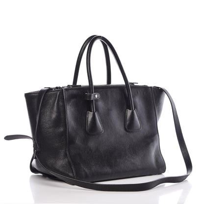 Prada Glace Calf Twin Pocket Tote Black 4 of 12