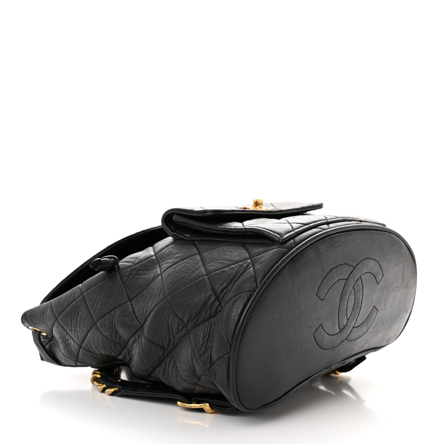 Chanel Lambskin Quilted Drawstring Backpack Black 4 of 16