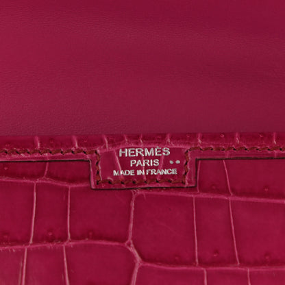 Hermes Shiny Niloticus Crocodile Jige Elan 29 Clutch Rose Scheherazade 6 of 10