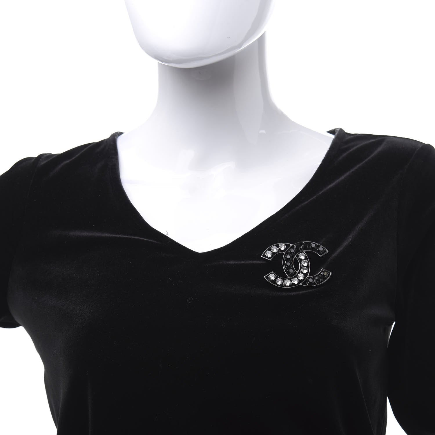 Chanel Ruthenium Crystal CC Brooch Black 2 of 4