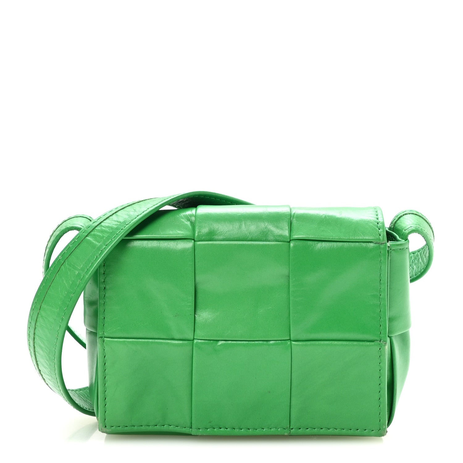 Bottega Veneta Crinkled Lambskin Maxi Intrecciato Extra Mini Cassette Crossbody Bag Parakeet 1 of 10