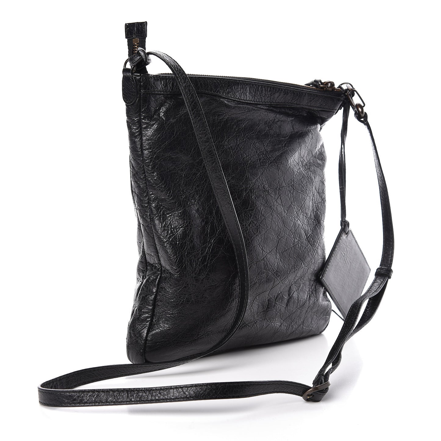 Agneau Classic Hardware Flat Crossbody Black