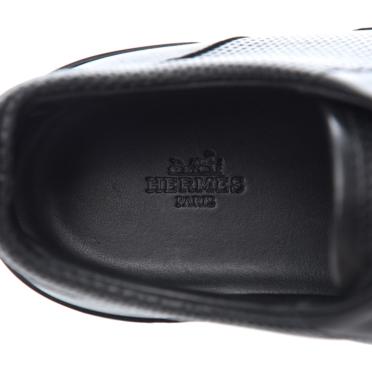 Calfskin Perforated Mens Starter Sneakers 45.5 Black