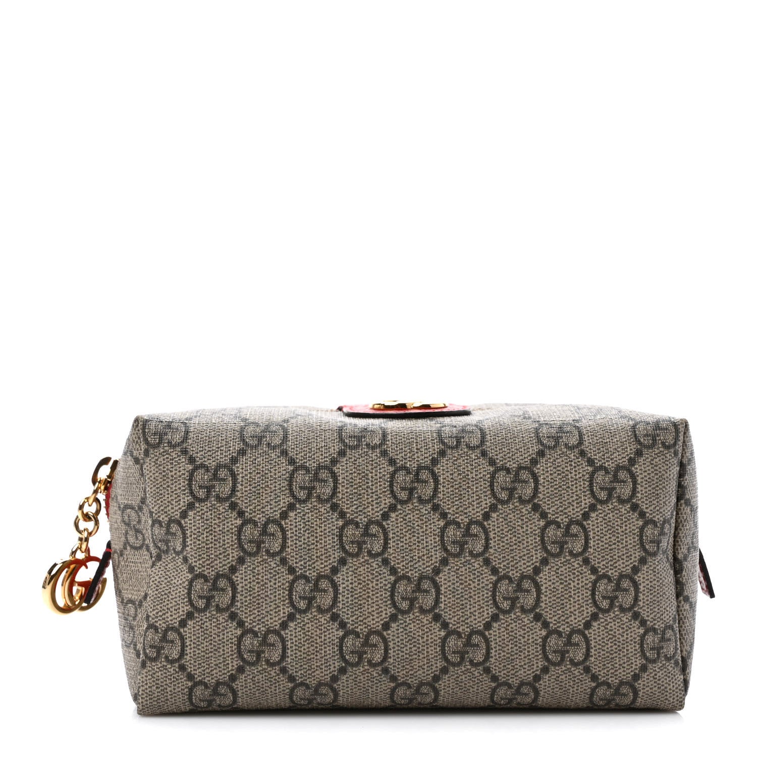 Gucci Soft GG Supreme Monogram Calfskin Medium Ophidia Cosmetic Case Beige Ebony Hibiscus Red 1 of 9