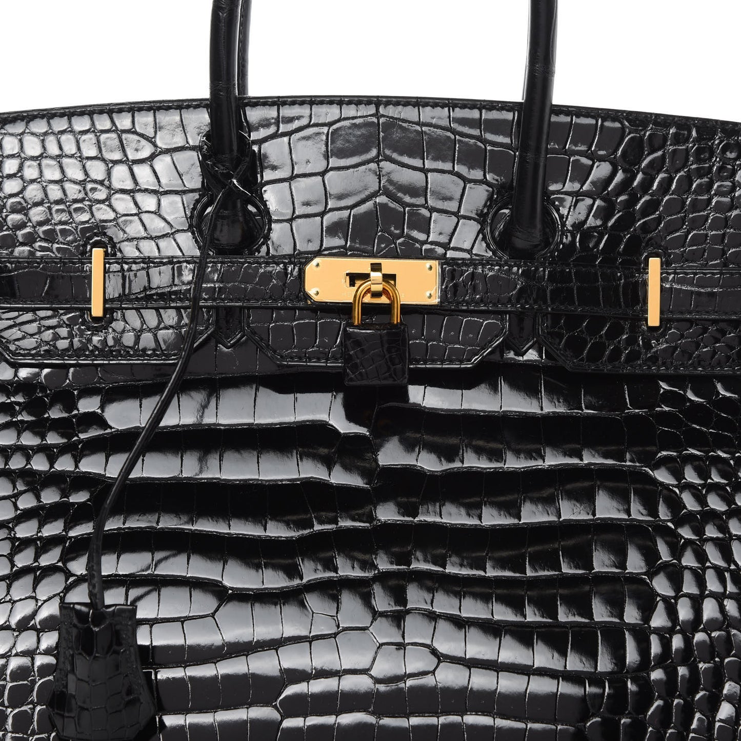 Shiny Porosus Crocodile Birkin 35 Black