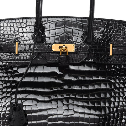 Hermes Shiny Porosus Crocodile Birkin 35 Black 33 of 41