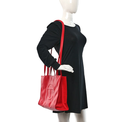 Telfar Vegan Leather Medium Shopping Bag Red 2 of 15