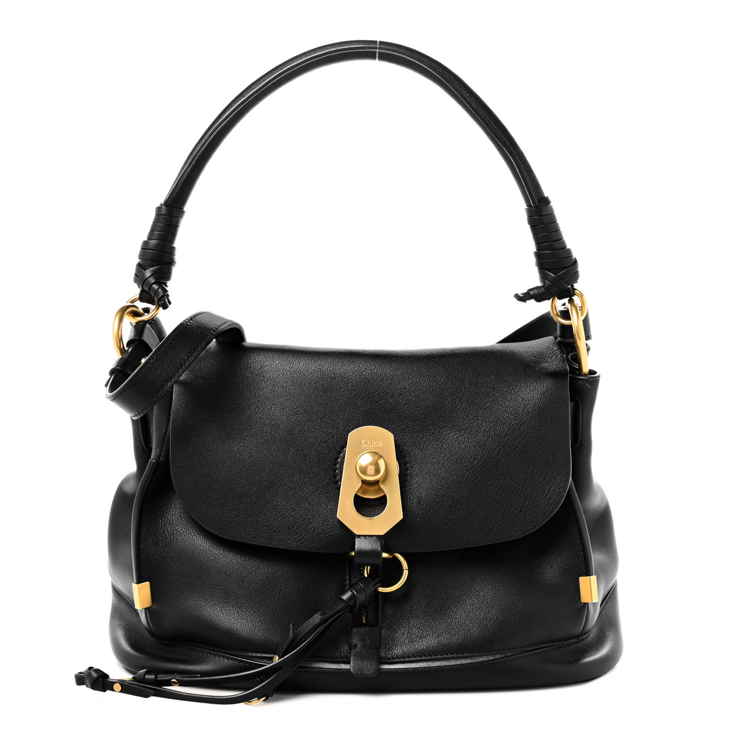 Calfskin Medium Owen Flap Bag Black