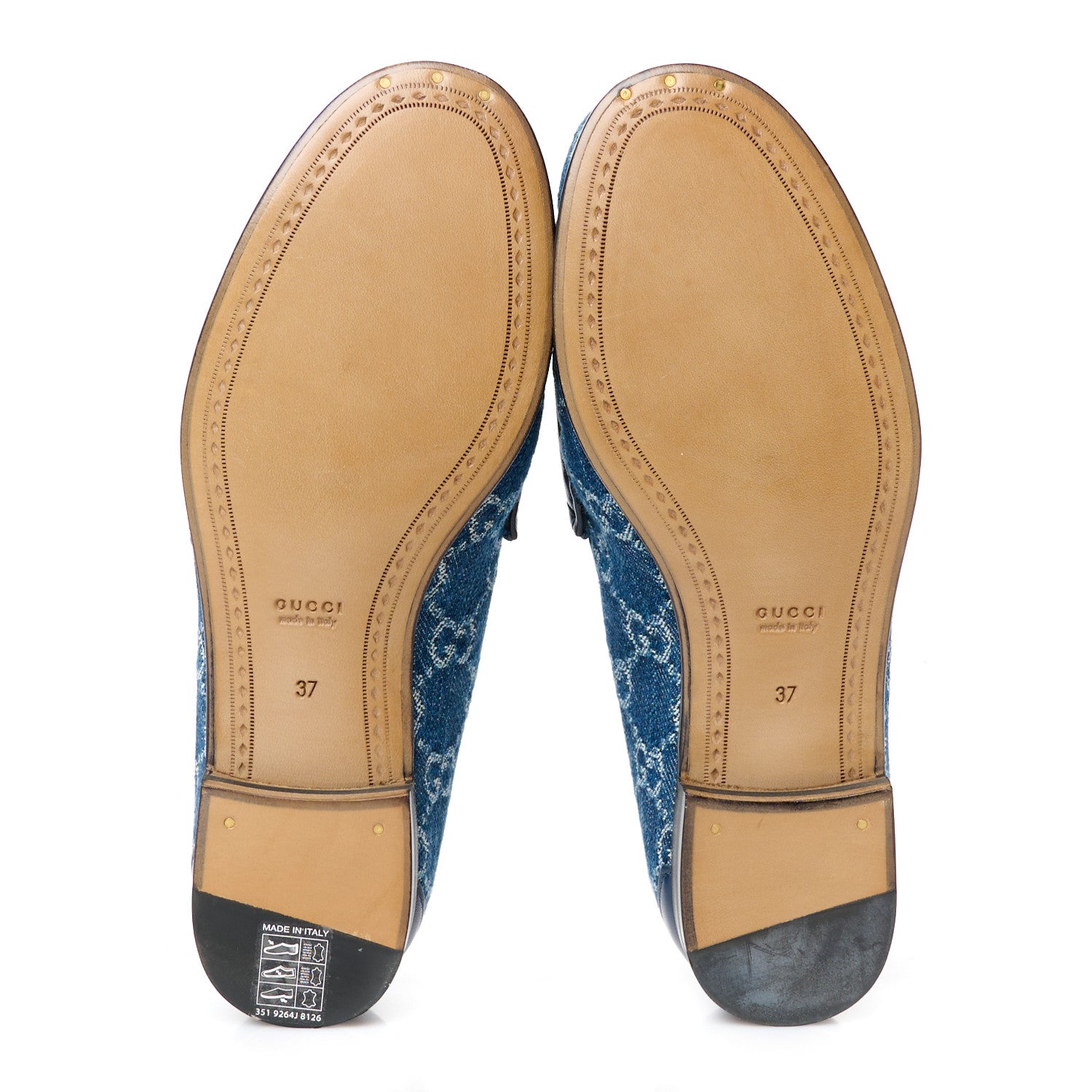 Gucci New Denim GG Malaga Kid Womens Horsebit Loafers 37 Blue Agata 6 of 9