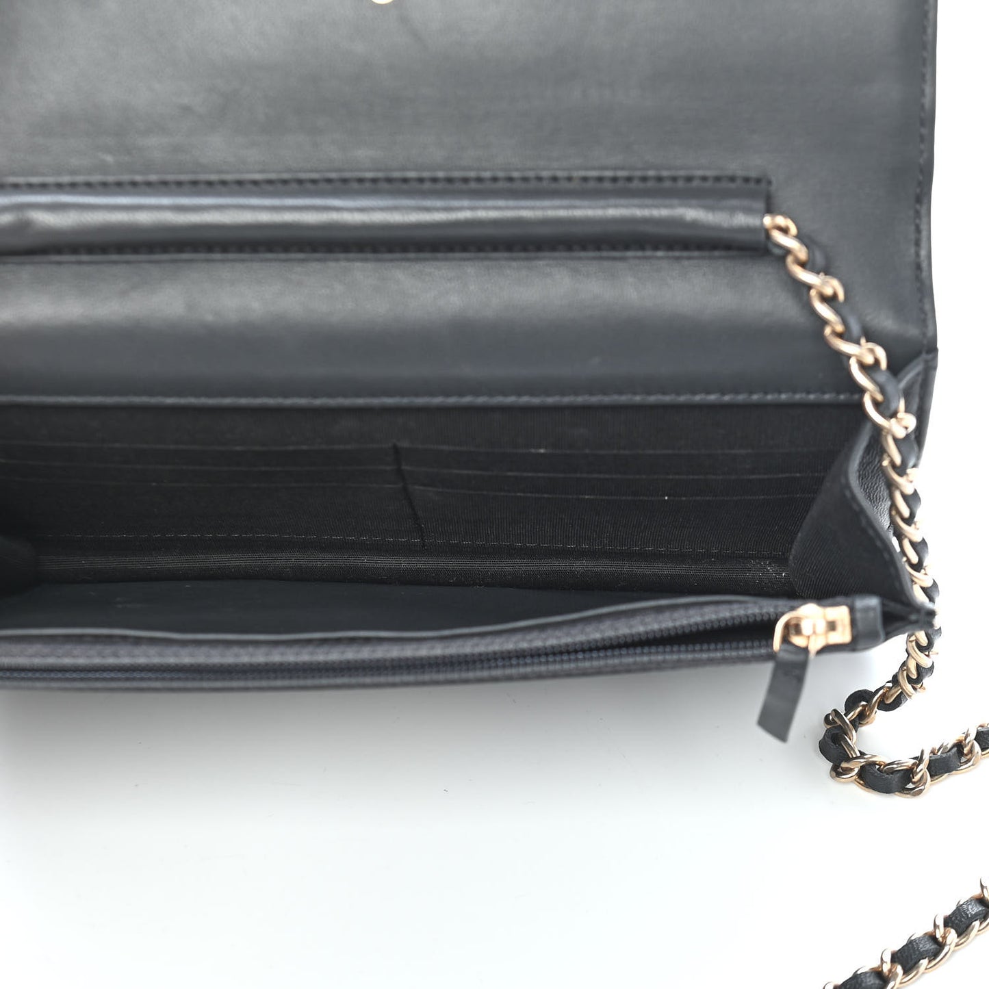 Lambskin Timeless CC Wallet On Chain WOC Grey