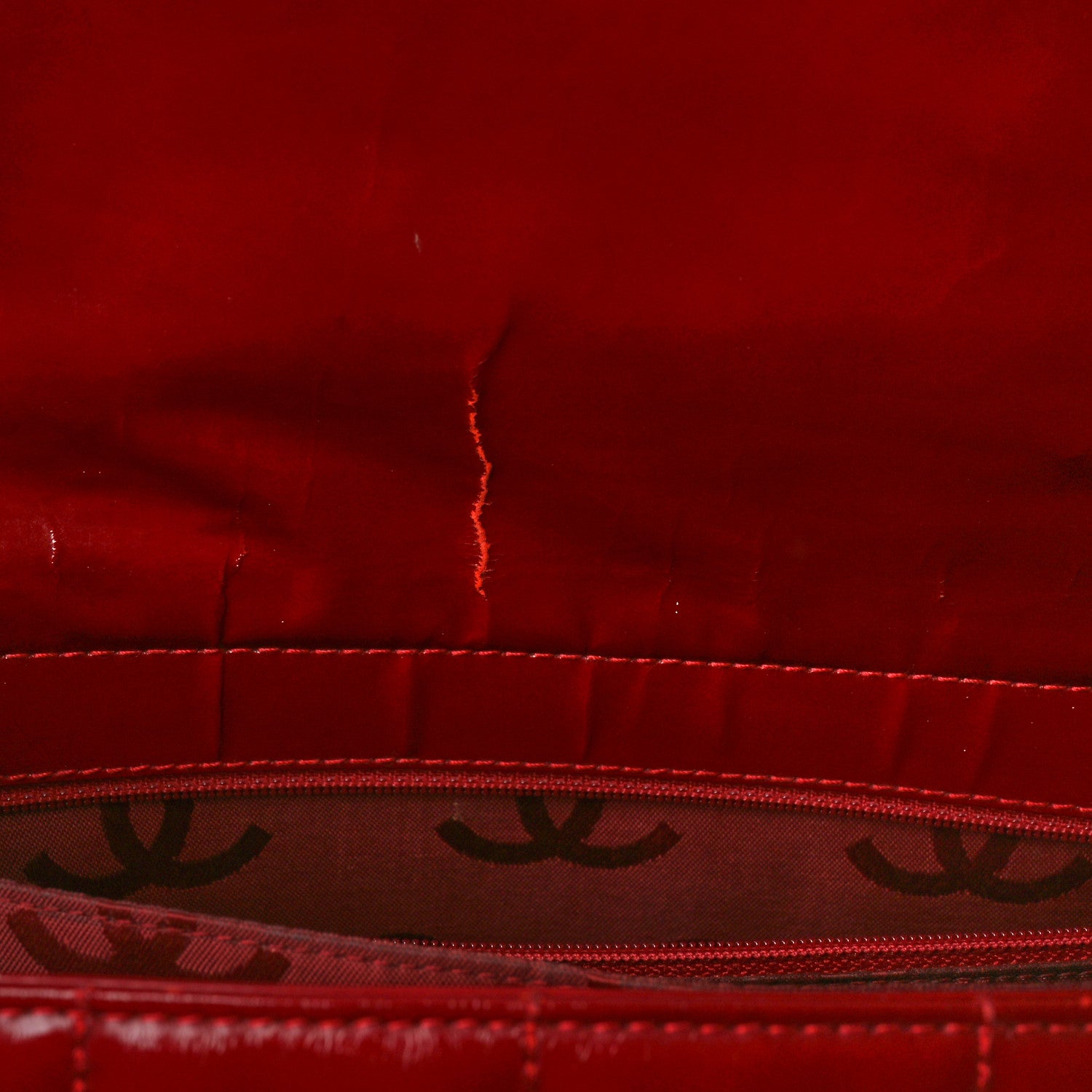 Chanel Patent Chocolate Bar CC Tote Red 16 of 17