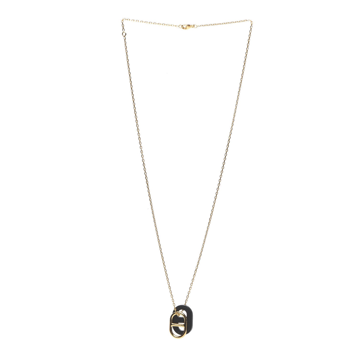 Hermes Palladium O'Maillon Pendant Necklace Black 3 of 6
